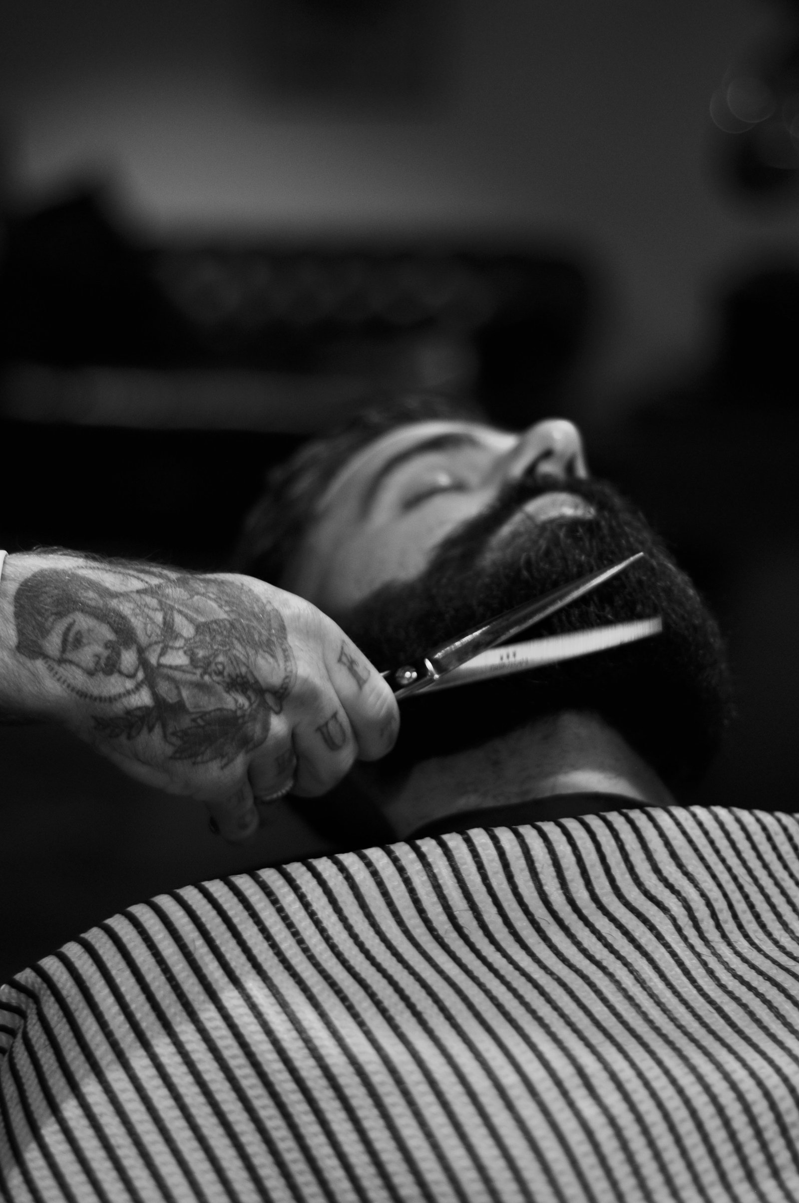 Hot towel straight razor shave